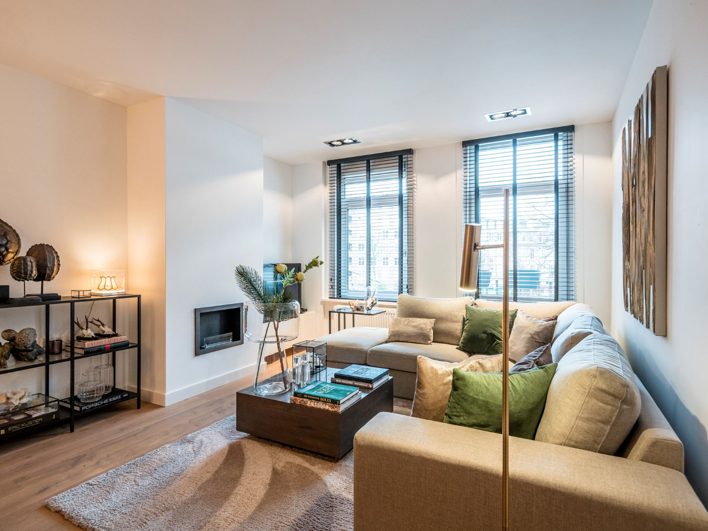 De Clercqstraat project — sitting room with inset fireplace